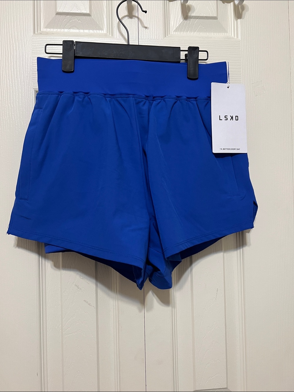 LSKD Royal Blue High-Rise Athletic Shorts. With liner shorts. 4 total pockets.